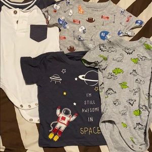 12 months: onesies-Garanimals and tops-Carter’s